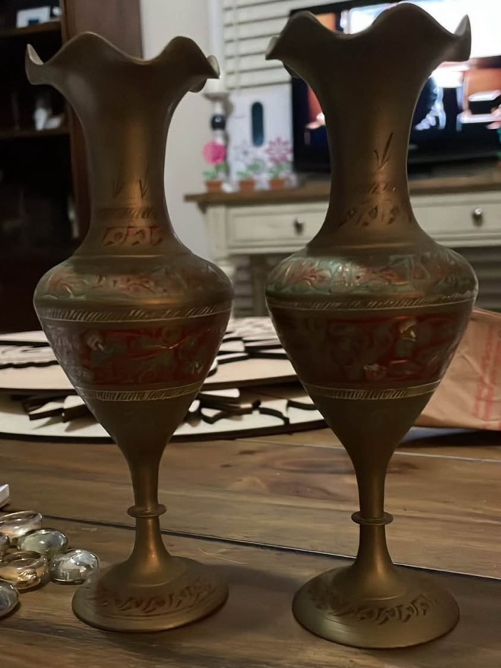 Vintage Indian Brass Bud Vases